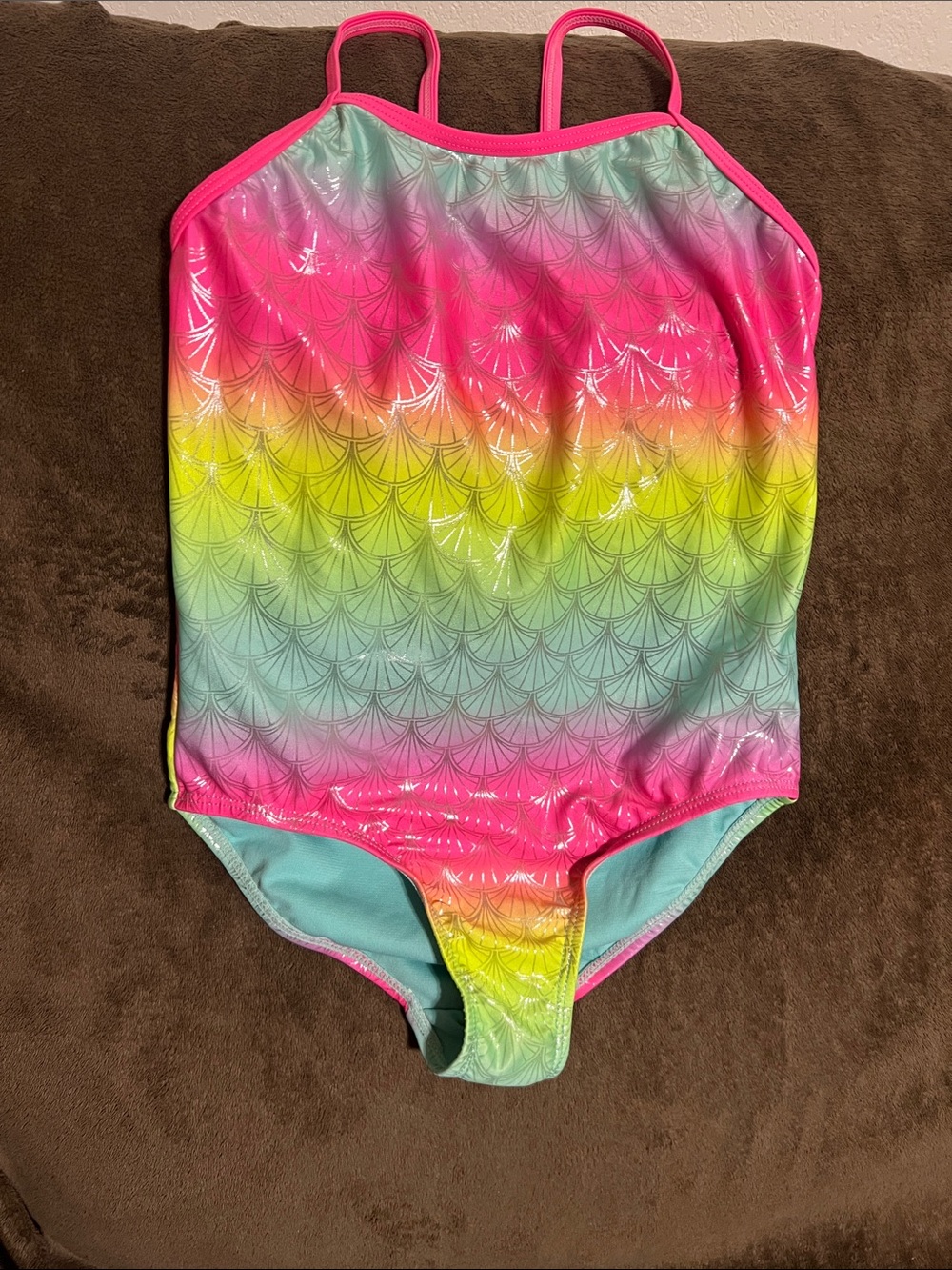 Girls' Rainbow Ombre One-Piece Swimsuit - Pink, Yellow & Blue